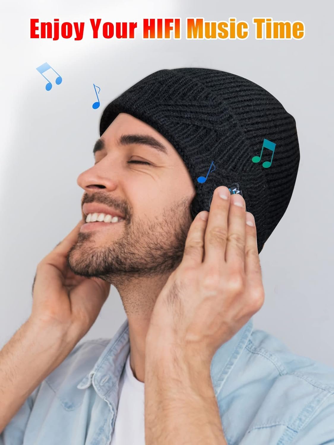 Gifts for Men, Bluetooth Beanie for Men, Christmas Stocking Stuffers for Men Unique, Beanie with Bluetooth Headphones, Cool Tech Gifts for Teen Boys Dad Husband Boyfriend Him Women - Image 5