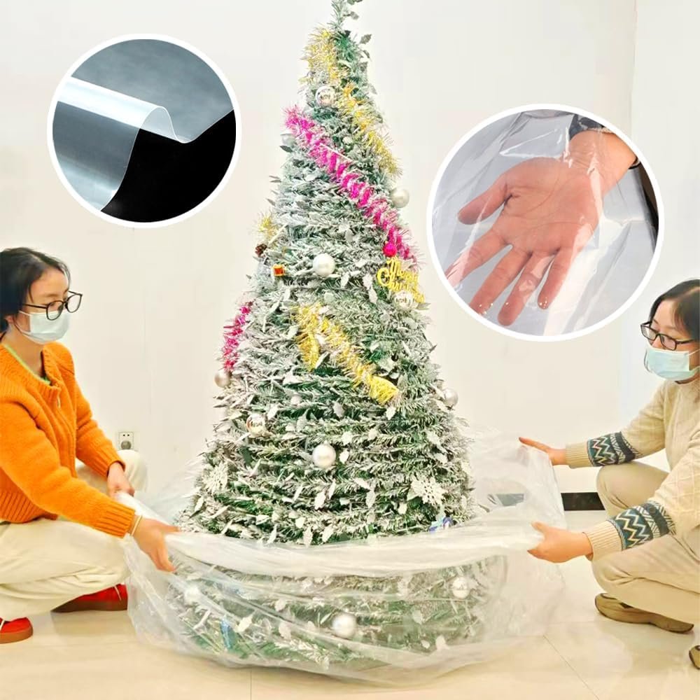 TopSoon Christmas Tree Removal Bag 9-Feet Tall by 6-Feet Wide Christmas Tree Disposal Bag Plastic Patio Furniture Cover Large Clear Storage Bag - Image 3