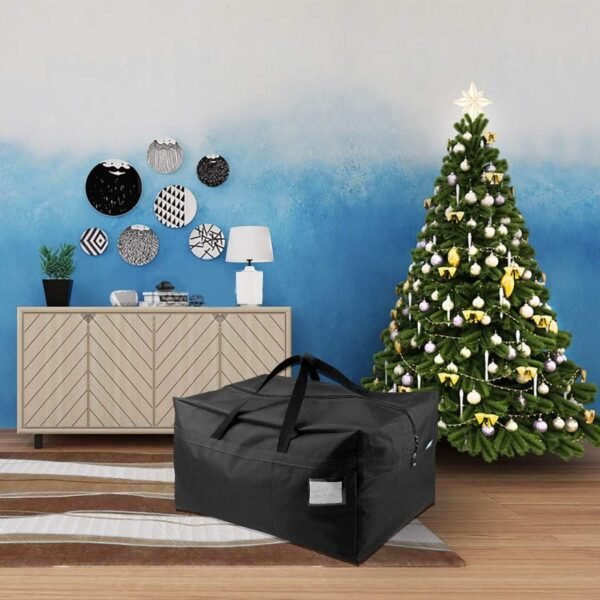 AMJ Christmas Decorations Storage Container Bag | Holds Xmas Trees, Lights, Balls etc, Unzippered Top Three Side Open Bag, Black - Image 3