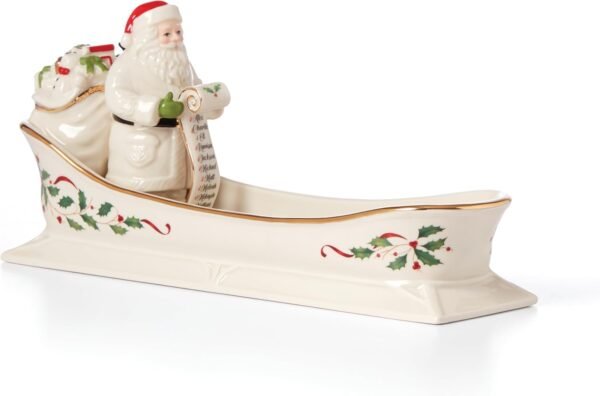 Lenox 894187 Holiday Santa's Sleigh Cracker Tray, 1-Piece, Ivory, Red & Green, 10" x 2.75", Christmas Hosting - Image 3