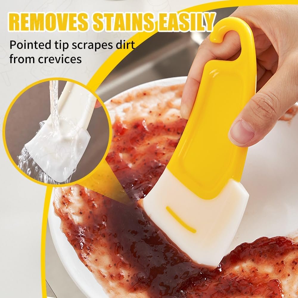 Kitchen Food Grade Silicone Spatula, 2024 New Multifunctional Scraper Spoon, Food Grade Silicone Scraper Set, Scratch Resistant Heat Resistant Rubber Scraper, Kitchen Cleaning Scraper Tool (Yellow) - Image 3