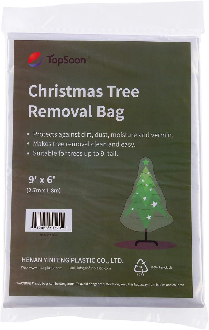 TopSoon Christmas Tree Removal Bag 9-Feet Tall by 6-Feet Wide Christmas Tree Disposal Bag Plastic Patio Furniture Cover Large Clear Storage Bag - Image 2