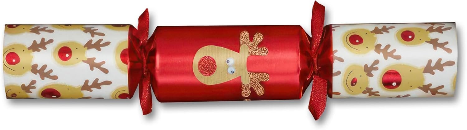 Olde English Crackers Reindeer Christmas Party Favors -- Set of 6 decorative favors containing wind-up reindeer characters that race on the enclosed track - Image 3