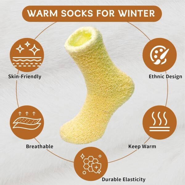 Mason Life Fuzzy Slipper Socks, 5 Pairs Fuzzy Socks Cozy Socks for Women, Non Slip Socks Fluffy Socks Winter Warm Soft Sleeping Socks for Women Adult Christmas Gifts - Image 4