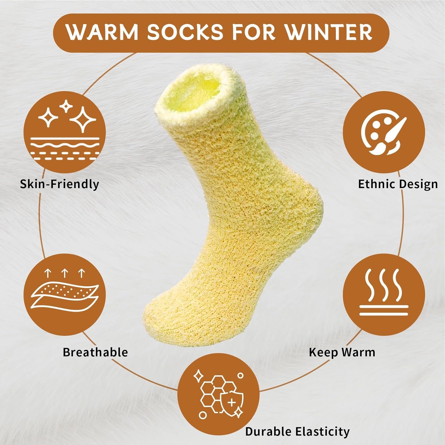 Mason Life Fuzzy Slipper Socks, 5 Pairs Fuzzy Socks Cozy Socks for Women, Non Slip Socks Fluffy Socks Winter Warm Soft Sleeping Socks for Women Adult Christmas Gifts - Image 4