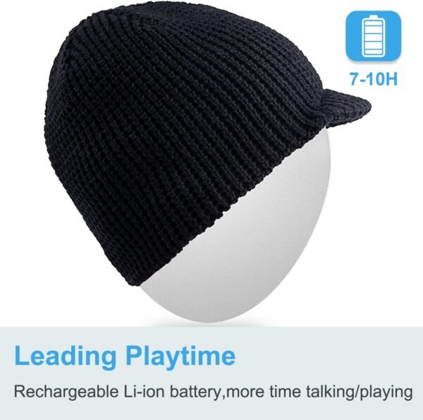 Rotibox Winter Outdoor Sport Trendy Bluetooth Beanie Hat Cap with Wireless Stereo Headphone Headset Speaker Mic Hands Free Compatible with iPhone Samsung Android Cell Phones, Black - Image 8