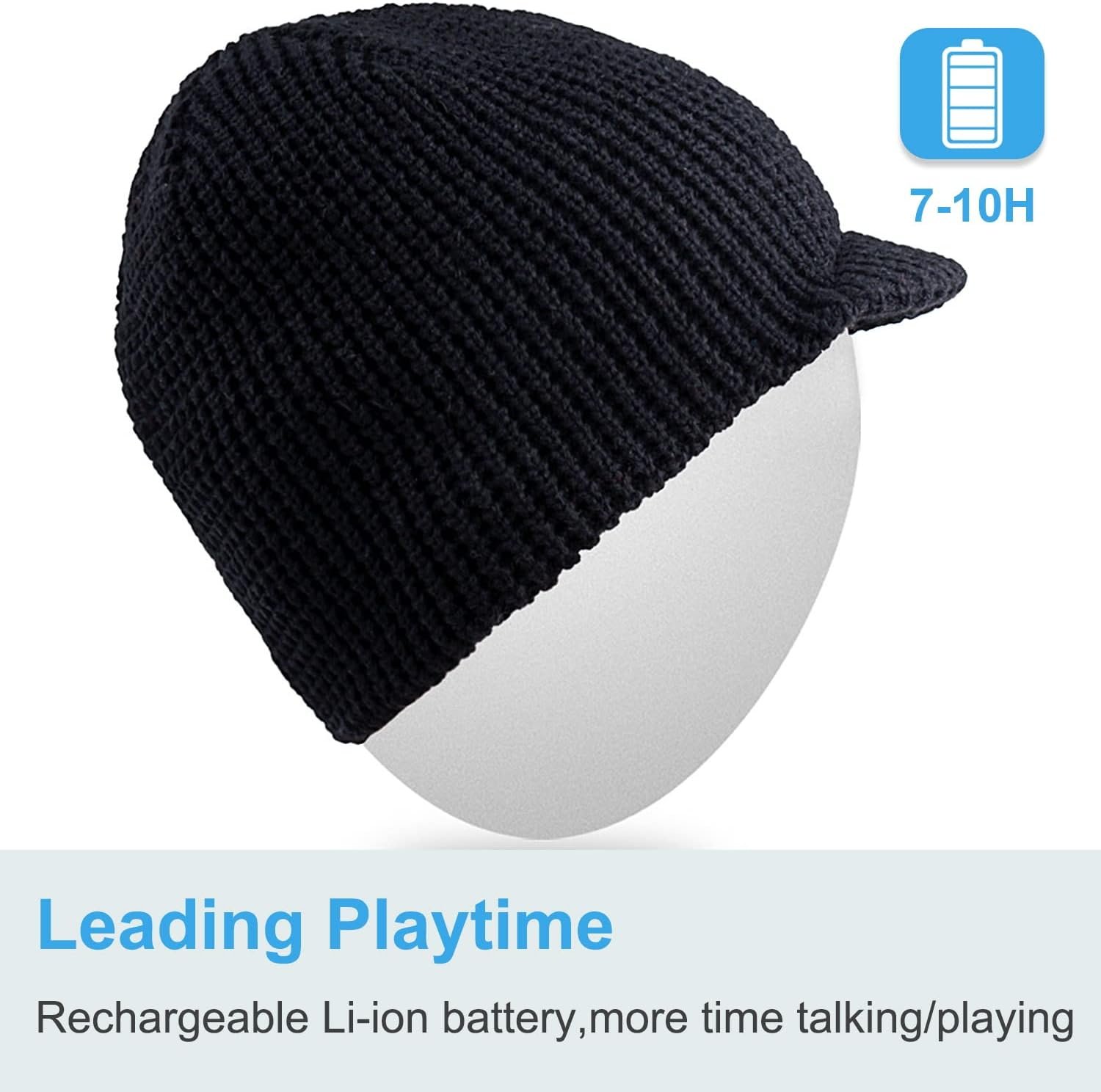 Rotibox Winter Outdoor Sport Trendy Bluetooth Beanie Hat Cap with Wireless Stereo Headphone Headset Speaker Mic Hands Free Compatible with iPhone Samsung Android Cell Phones, Black - Image 8