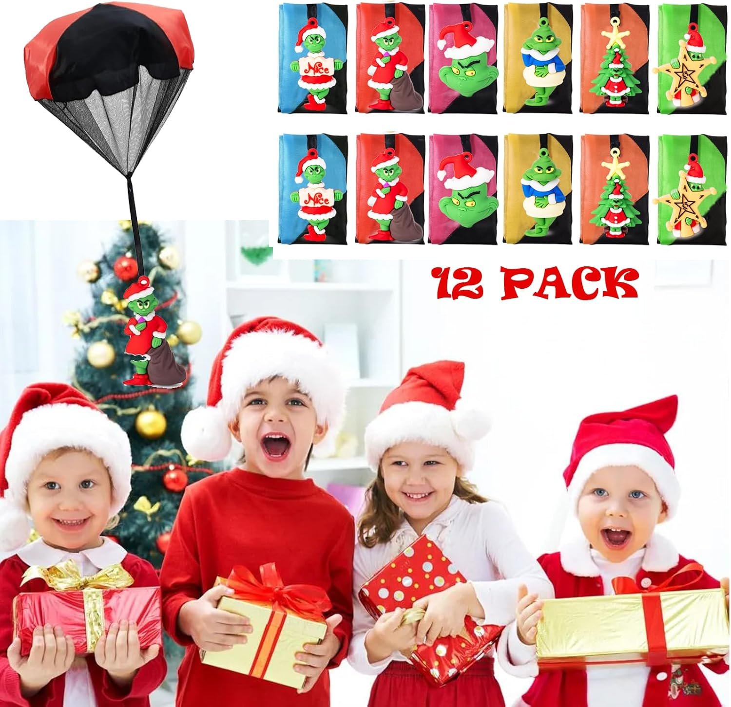 12PCS Christmas Parachute Toys,Christmas Toys for Kids Girls Boys,Christmas Stocking Stuffers 2024,Tangle Free Outdoor Flying Parachute,Christmas Party Favors Xmas Gifts Goody Bag Filler - Image 4