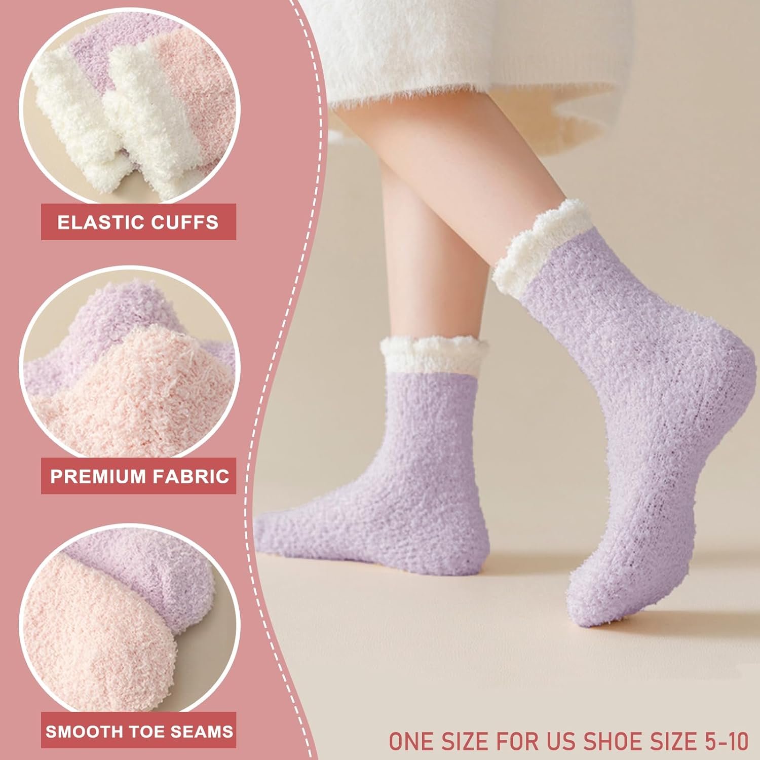 VoJoPi Womens Fuzzy Socks Soft Cozy Fluffy Socks Warm Winter Slipper Plush Socks Home Sleep Socks Christmas Gifts - Image 4