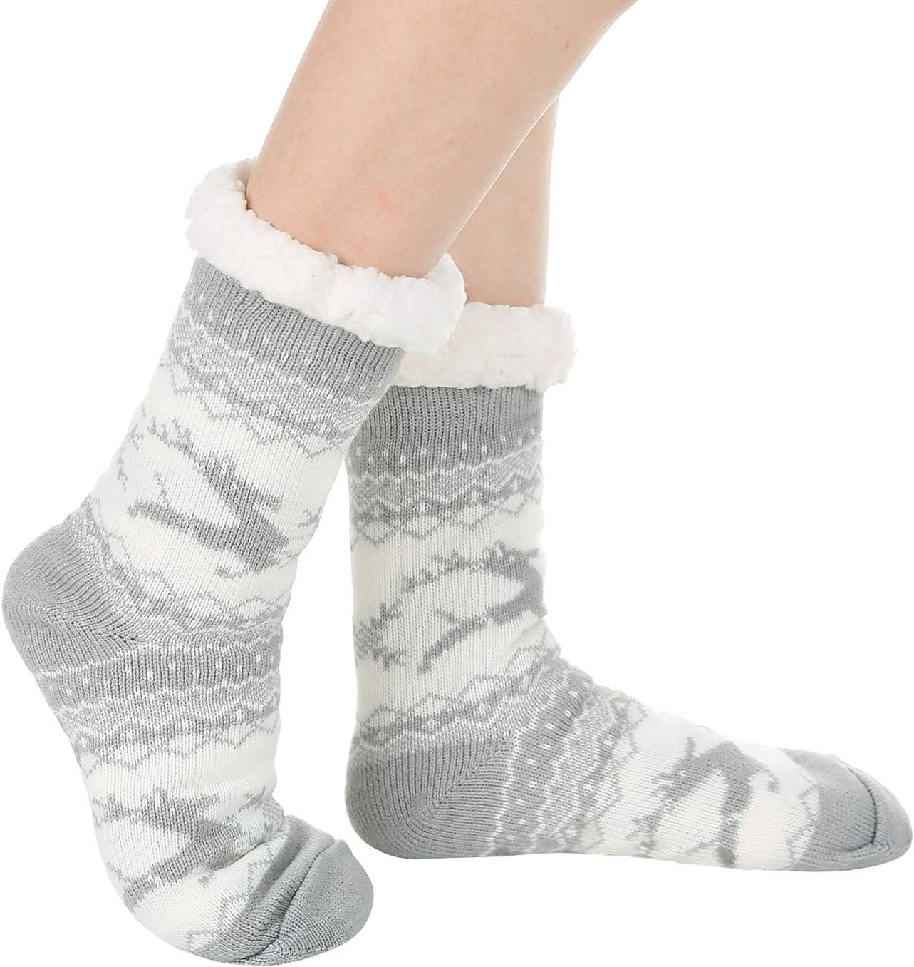 Winter Womens Warm Fluffy Slipper Socks, Soft Cozy Fuzzy Christmas Sock with Non-Slip Grippers for ladies Gifts - Image 2