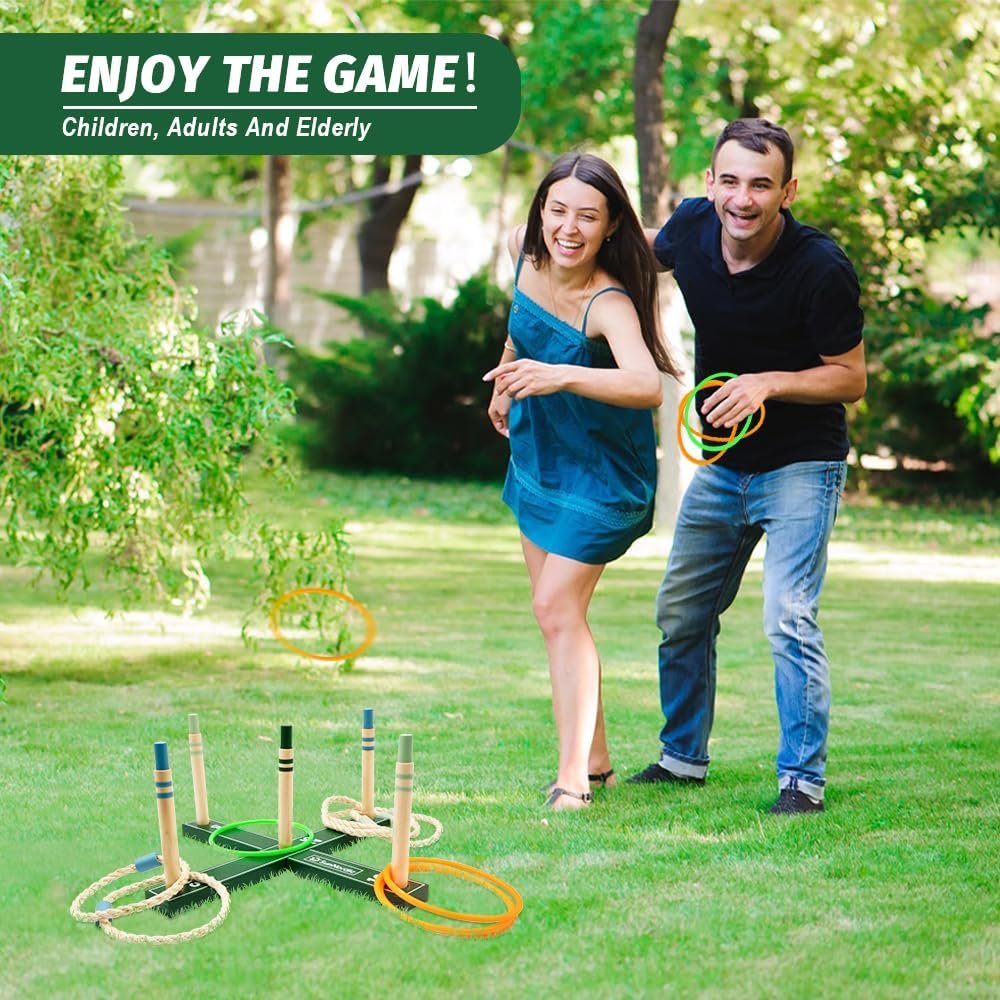 Ring Toss Outdoor Game Set, Fun Outdoor Yard Game with Toss Rings & Carrying Bag for All Weather, Ring Toss Yard Game for Kids, Adults & Family - Image 8