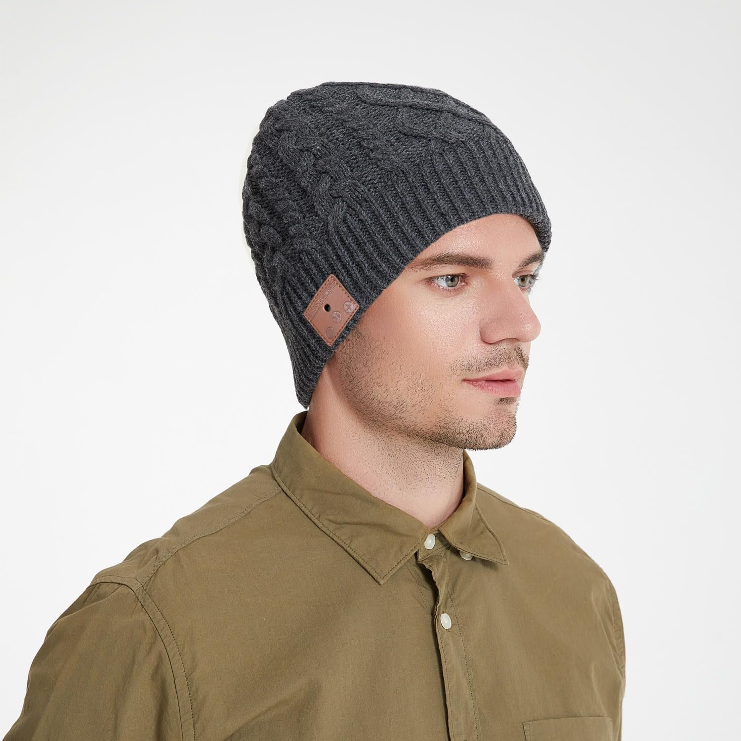 Bluetooth Beanie,Bluetooth V5.2, 24 Hour Play time, Built-in Microphone and HD Stereo Speakers, Wool Lined for Outdoor Homes and Gifts - Neutral(Charcoal) - Image 6
