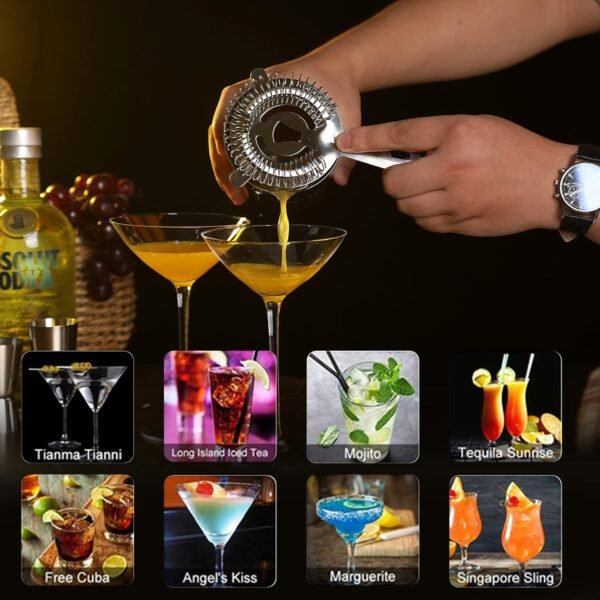 Cocktail Shaker Set Bartender Kit, 23 PCS Boston Shaker Tool Set with Stand, Drink Mixer Martini Shaker Bartending Kit, Bar Tools Bartender Tool Kit, mobzio Bar Accessories for The Home Bar Set - Image 3