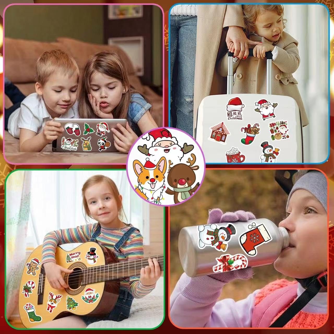 Christmas Stickers, 100PCS Happy Christmas Theme Stickers, Non-Repeating Vinyl Waterproof Holiday Stickers, Holiday Gifts for Kids and Teens, Xmas Party Favorite - Image 3