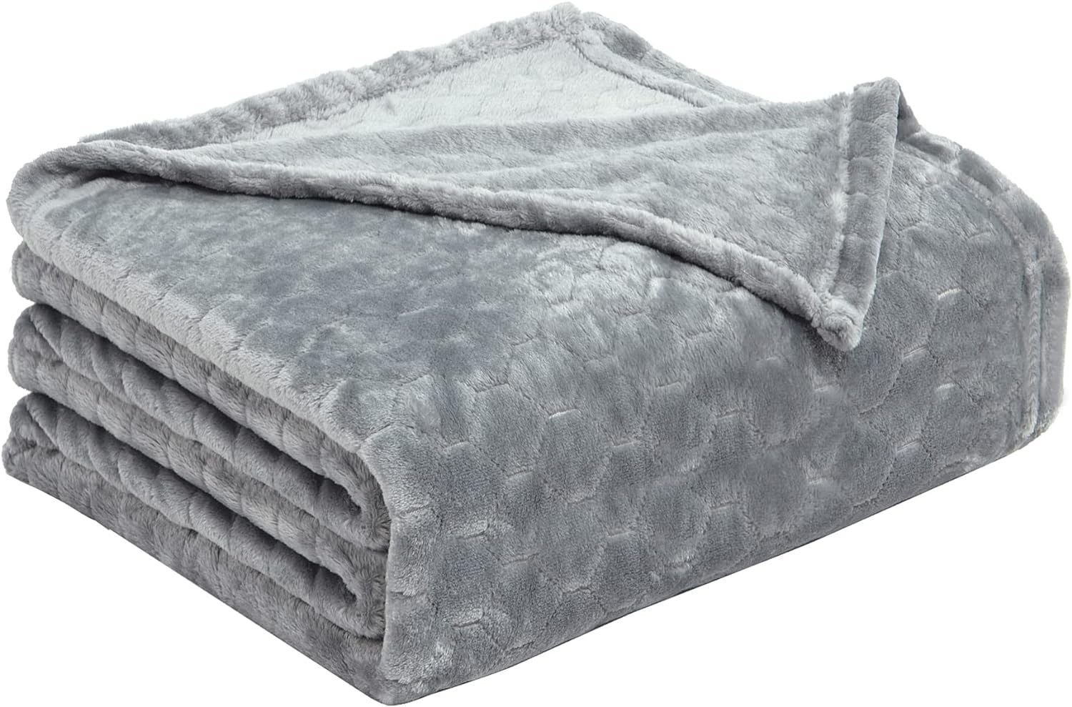 TOONOW Fleece Blanket Super Soft Cozy Throw Blanket 50" x 60", Lightweight Fuzzy Comfy Textured Flannel Blanket Warm Plush Throw Blankets for Couch, Sofa, Bed, Light Grey - Image 8