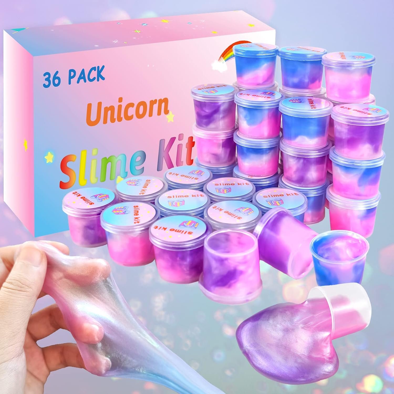 36 Packs Unicorn Slime Kit, Unicorn Party Favors for Kids, Pretty Stretchy & Non-Sticky Galaxy Slime Pack, Slime Party Favors for Girls & Boys Goodie Bag Stuffers - Image 7
