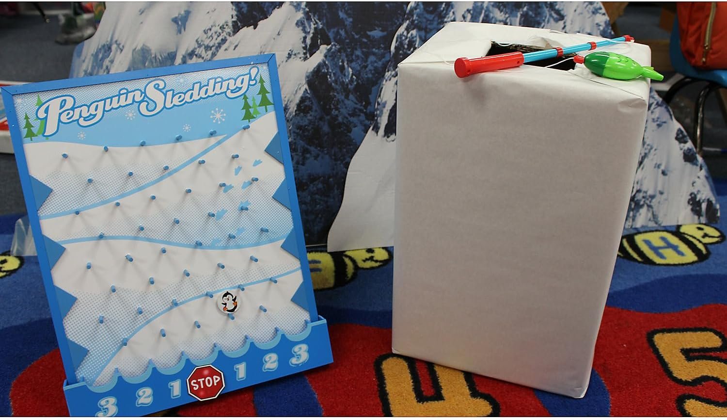 Winter Game Penguin Sledding Disk Drop (Wood Board with 6 disks) - Image 4