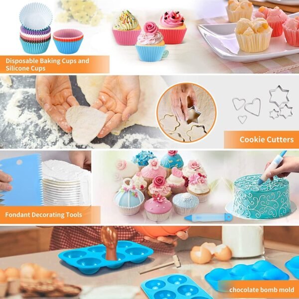 Cake Decorating Tools Supplies Kit: 236pcs Baking Accessories with Storage Case - Piping Bags and Icing Tips Set - Cupcake Cookie Frosting Fondant Bakery Set for Adults Beginners or Professional, Blue - Image 5