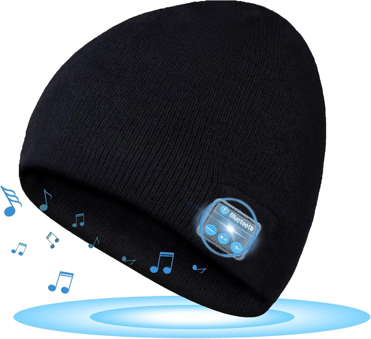 Greatfine Bluetooth Beanie, Bluetooth 5.2 HD Stereo Beanies Hats for Men/Women/Teens, Built-in Microphone, Unique Tech Gifts for Christmas Stocking Stuffers, Black - Image 2