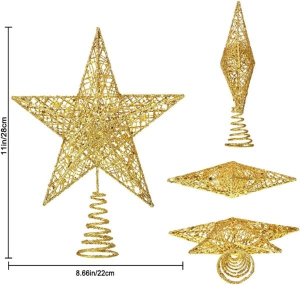 XIMISHOP Christmas Tree Toppers Xmas Glitter Gold Hollow Star Treetop Topper for Christmas Tree Decoration. 1 - Image 3