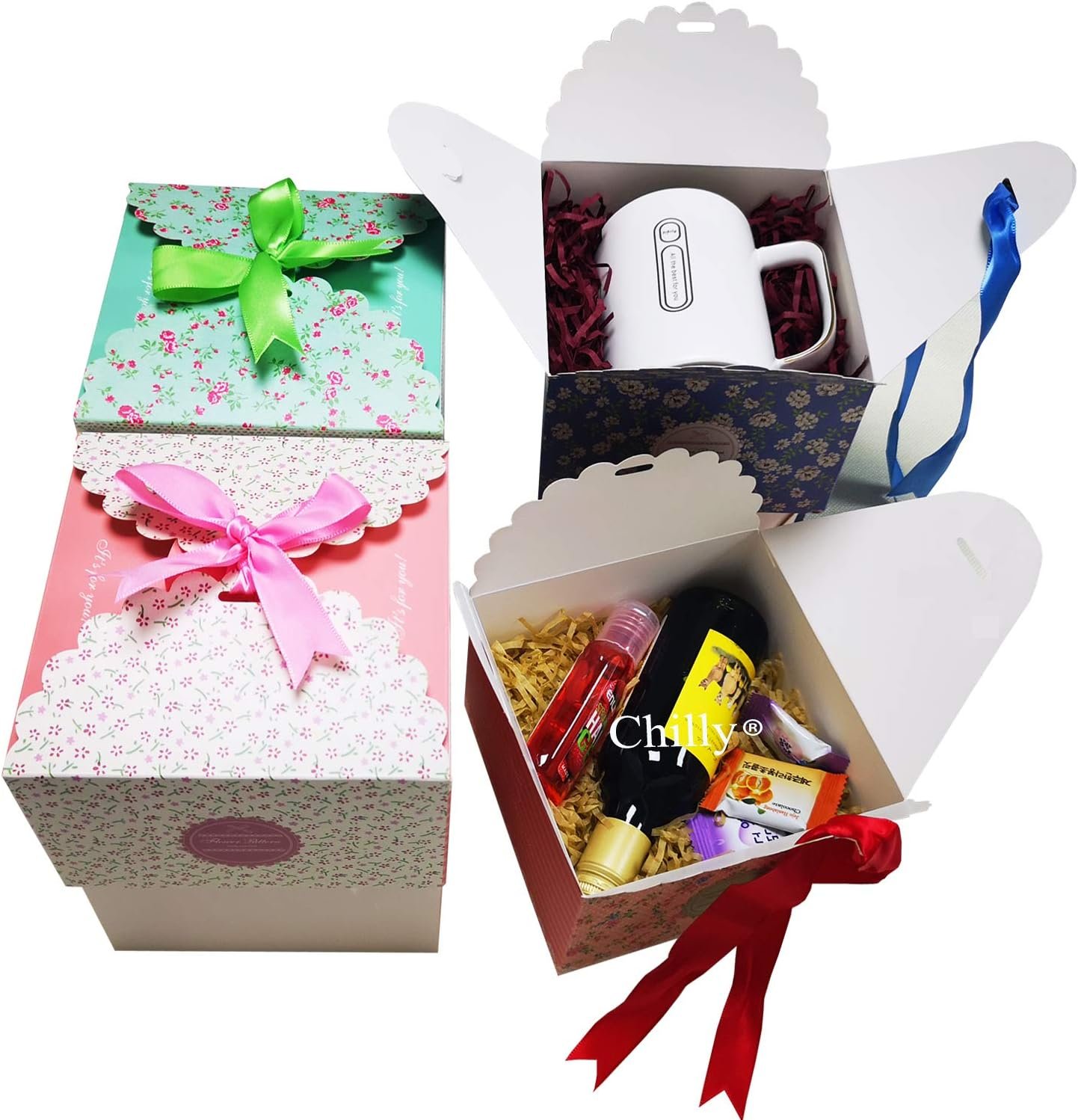 Chilly Gift Boxes, 20xSet of 12 Decorative Treats Boxes, Cake, Cookies, Goodies, Candy and Handmade Bath Bombs Shower Soaps Gift Boxes for Christmas, Birthdays, Holidays, Weddings (Flower Patterned) - Image 5