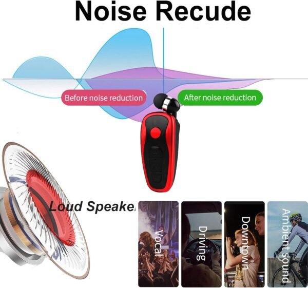 Retractable Wireless Headset Wireless Headphones Business Office Driver Earbud with Clip Retractable Noise Canceling Earbud - Image 8