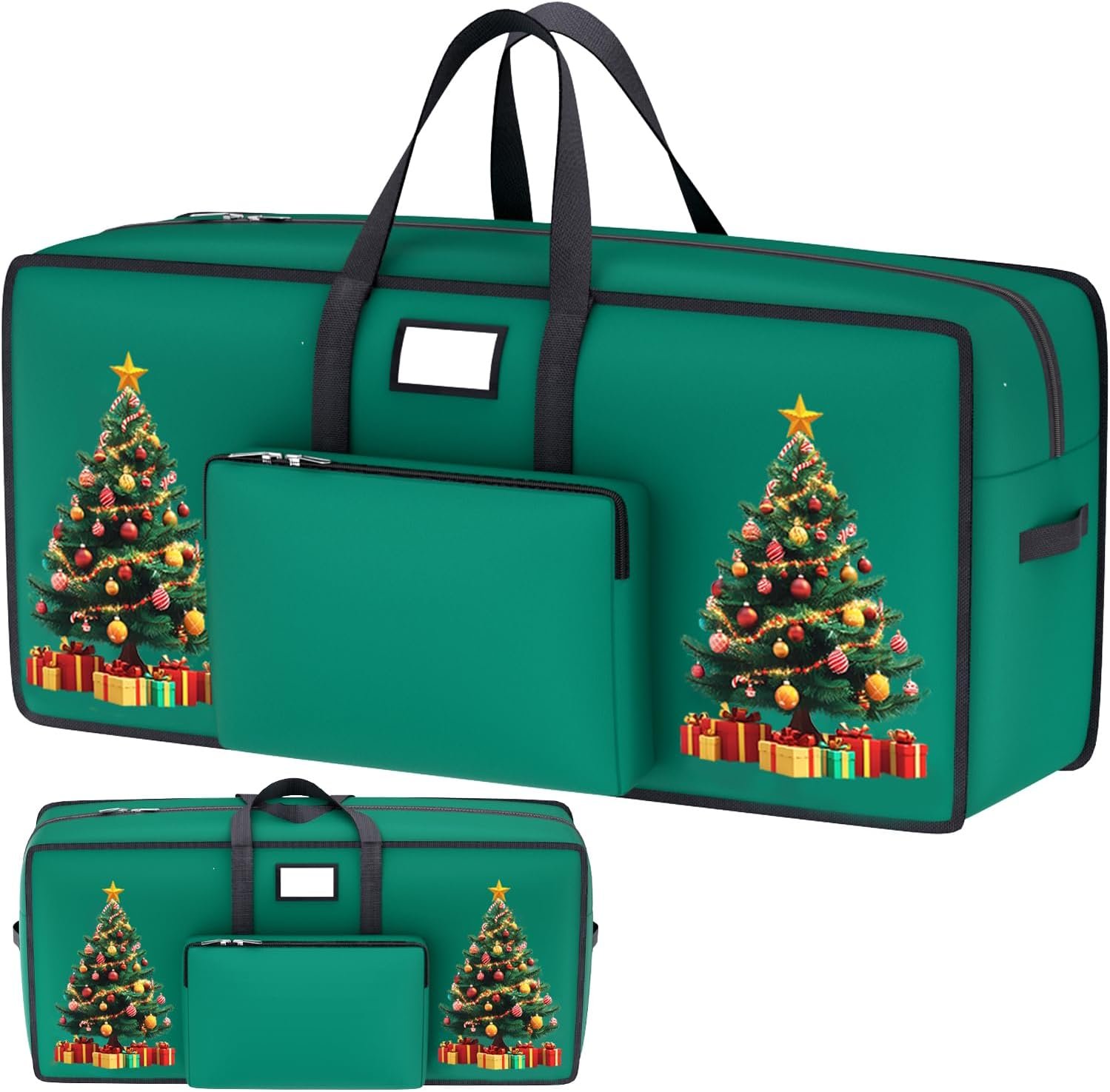 9FT Christmas Tree Storage Bag Heavy Duty 600D Oxford Fabric Extra Large Tree Storage Container with Reinforced Handles and Dual Zippers Green Xmas Tree Storage Bag for Christmas Tree Storage - Image 2