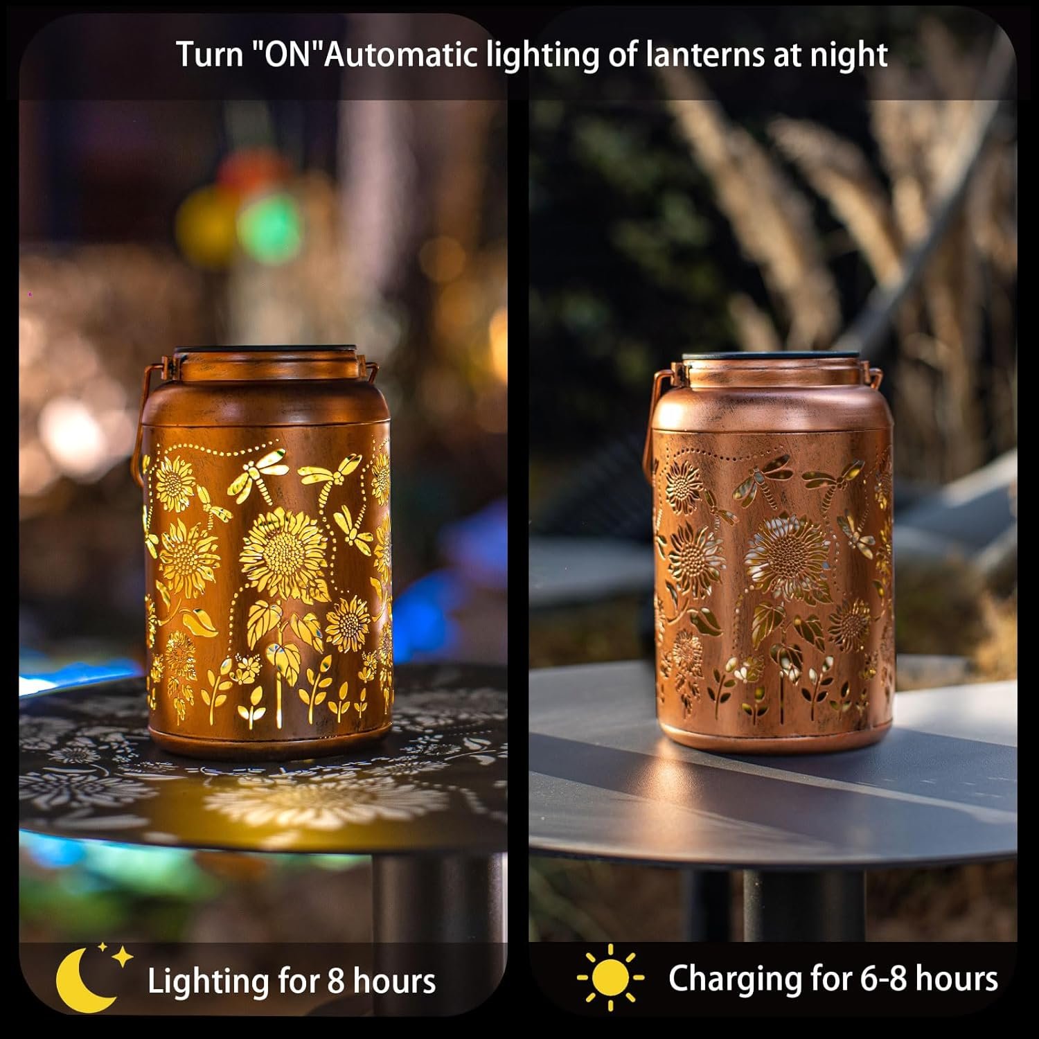 Solar Lanterns Dragonfly Lights Outdoor Decor Hanging Lantern Waterproof Metal LED Sunflower Light Decorative Garden,Yard,Patio,Lawn,Christmas Gifts for Women Mon Grandma - Image 7