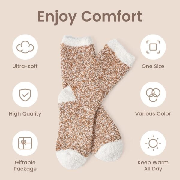 Snuggle Sac Warm Fuzzy Socks Christmas Socks for Women Super Soft Cozy Winter Slipper Socks Set Birthday Gifts For Her 4Pairs - Image 5