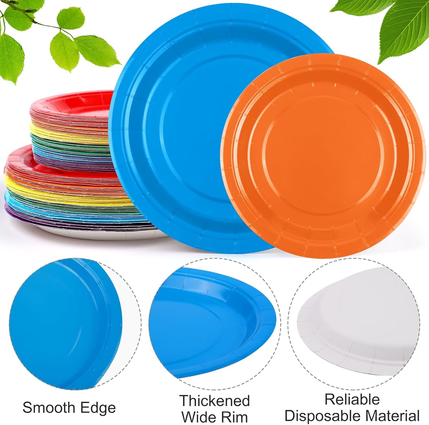 durony 504 Pieces Rainbow Disposable Party Tableware Set Serves 72 Guests 7" & 9" Rainbow Paper Plate 9oz Paper Cups Paper Napkins Plastic Cutlery Rainbow Party Decorations Neon Party Supplies - Image 4