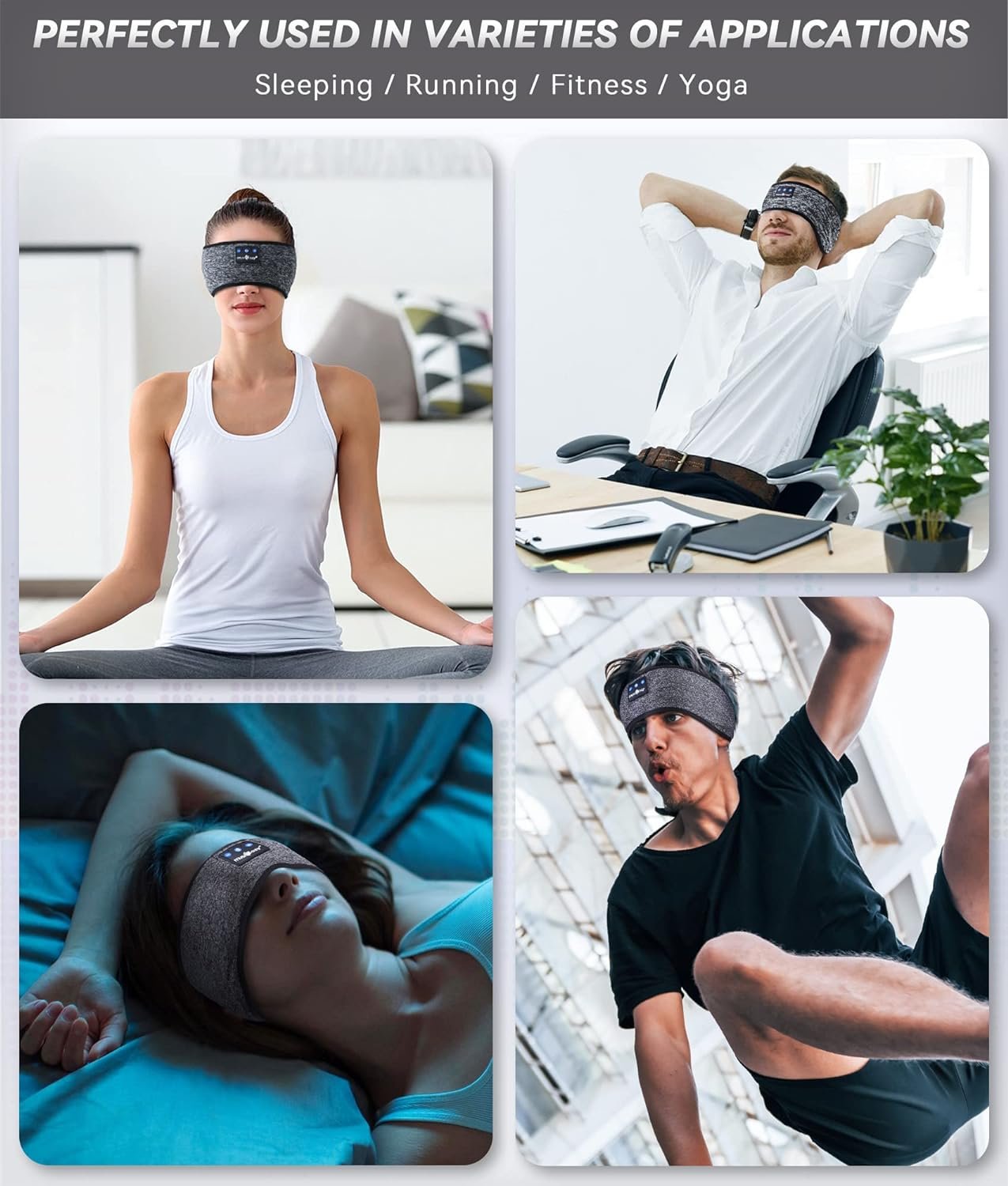 MUSICOZY Bluetooth 5.2 Sleep Headphones, Wireless Headband Earphones Sleeping Mask & Workout Headband for Women Men, Ideal for Running, Travel & Relaxation, Cool Tech Gifts - Image 8