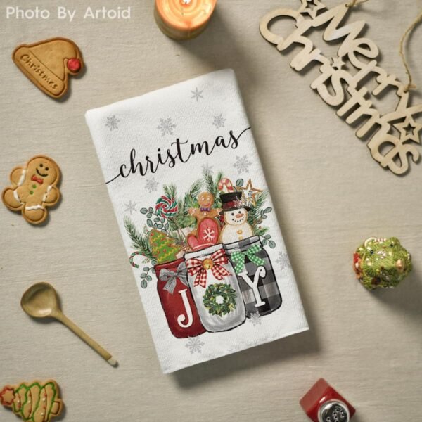 Artoid Mode Xmas Trees Snowman Vase Christmas Kitchen Towels Dish Towels, 18x26 Inch Farmhouse Snowflake Winter Decoration Hand Towels Set of 2 - Image 5