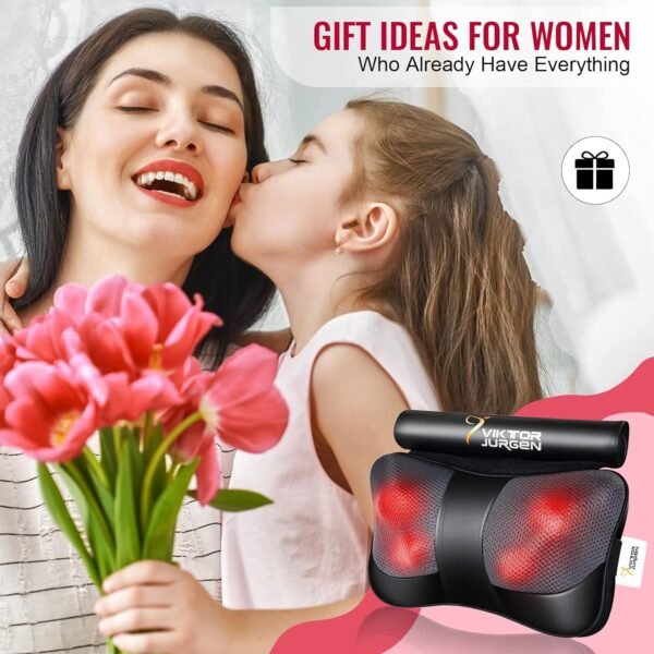 VIKTOR JURGEN Christmas Back Massager Gifts, Shiatsu Kneading Massager for Neck and Shoulder, Massage Pillow with Heat Relaxation Gifts for Women/Men/Dad/Mom//Mothers Day/Fathers Day/Valentine's Day - Image 7