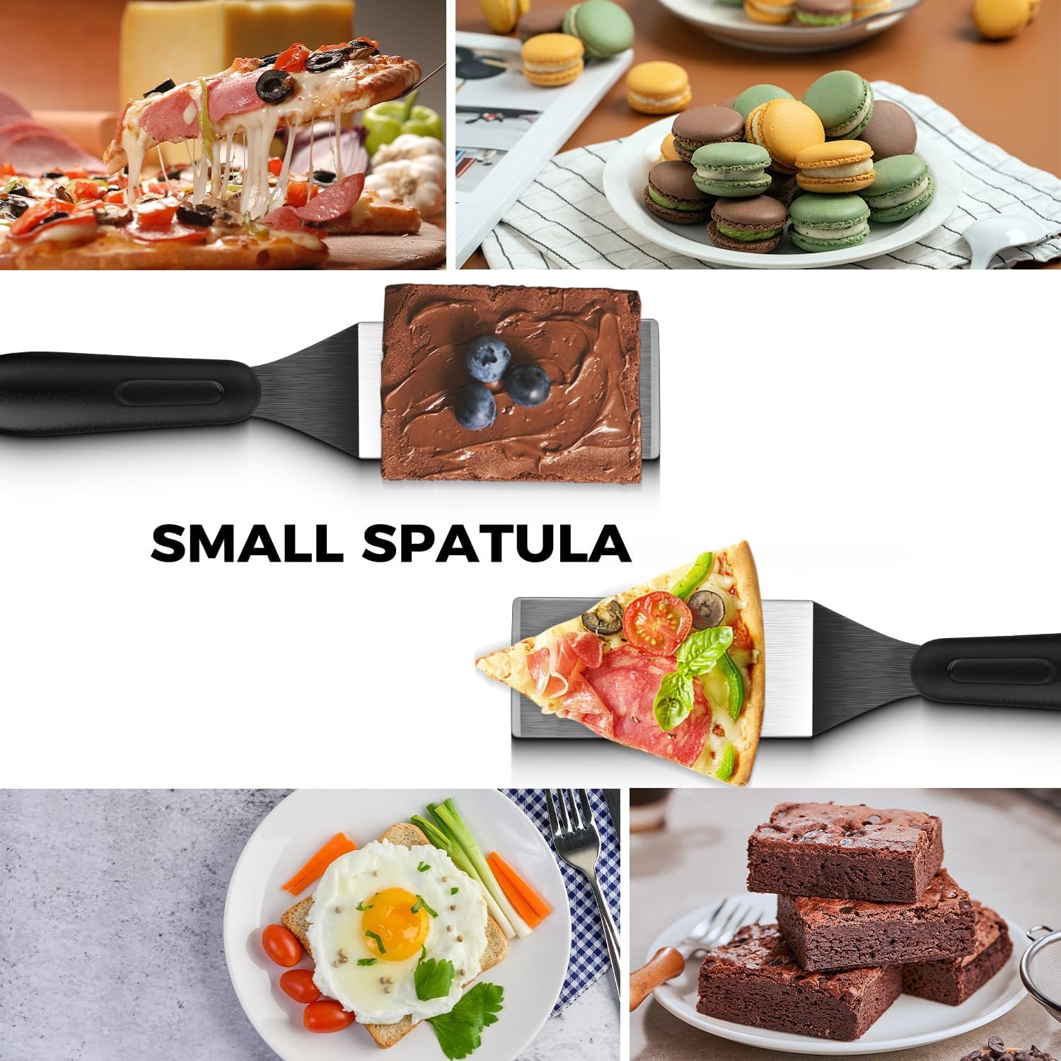 Small Spatula 2 PCS, Metal Spatulas for Kitchen Use, Stainless Steel Mini Serving Spatula for Flipping and Cooking, Ideal for Brownies, Tiramisu, Cookie, Lasagna or Pancakes, etc - Image 4