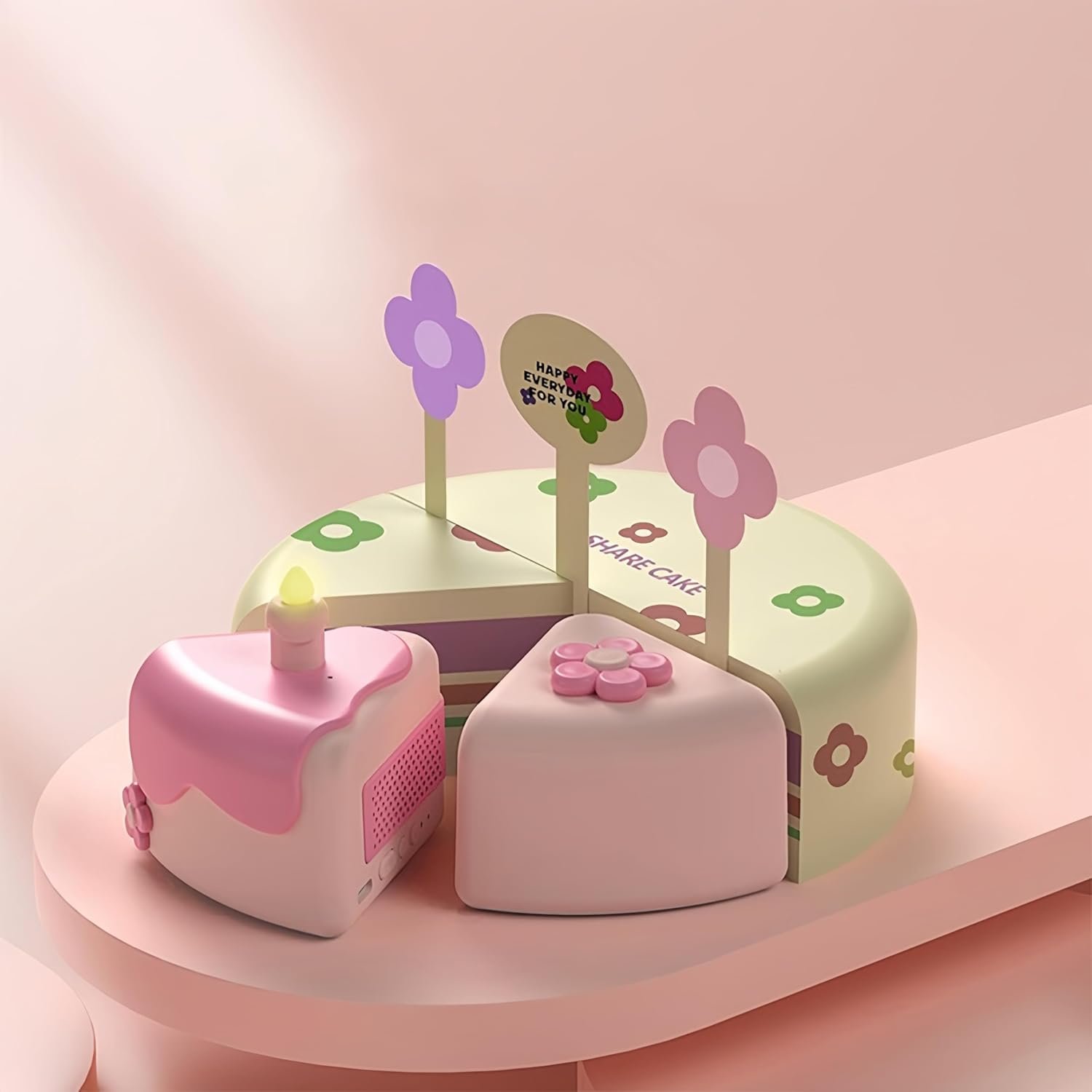 Cute Bluetooth Speaker,Portable Wireless Speaker with Loud Stereo Sound,Blow-Out Candle Lights,60s Recording Function,6H Play Supports TWS Pairing for Birthday Gifts,Room Decor(2Pcs/Pink) - Image 2