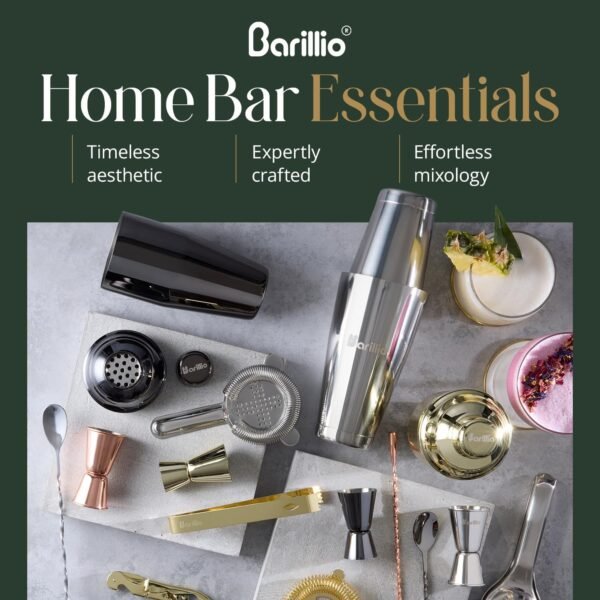 Barillio Mixology Bartender Kit - 8-Pc Stainless-Steel Travel Cocktail Shaker Set with Bag - Bar Tools Set w/Martini Shaker, Drink Mixer Spoon & Mojito Muddler for Cocktails - Bar & Bartending Kit - Image 9