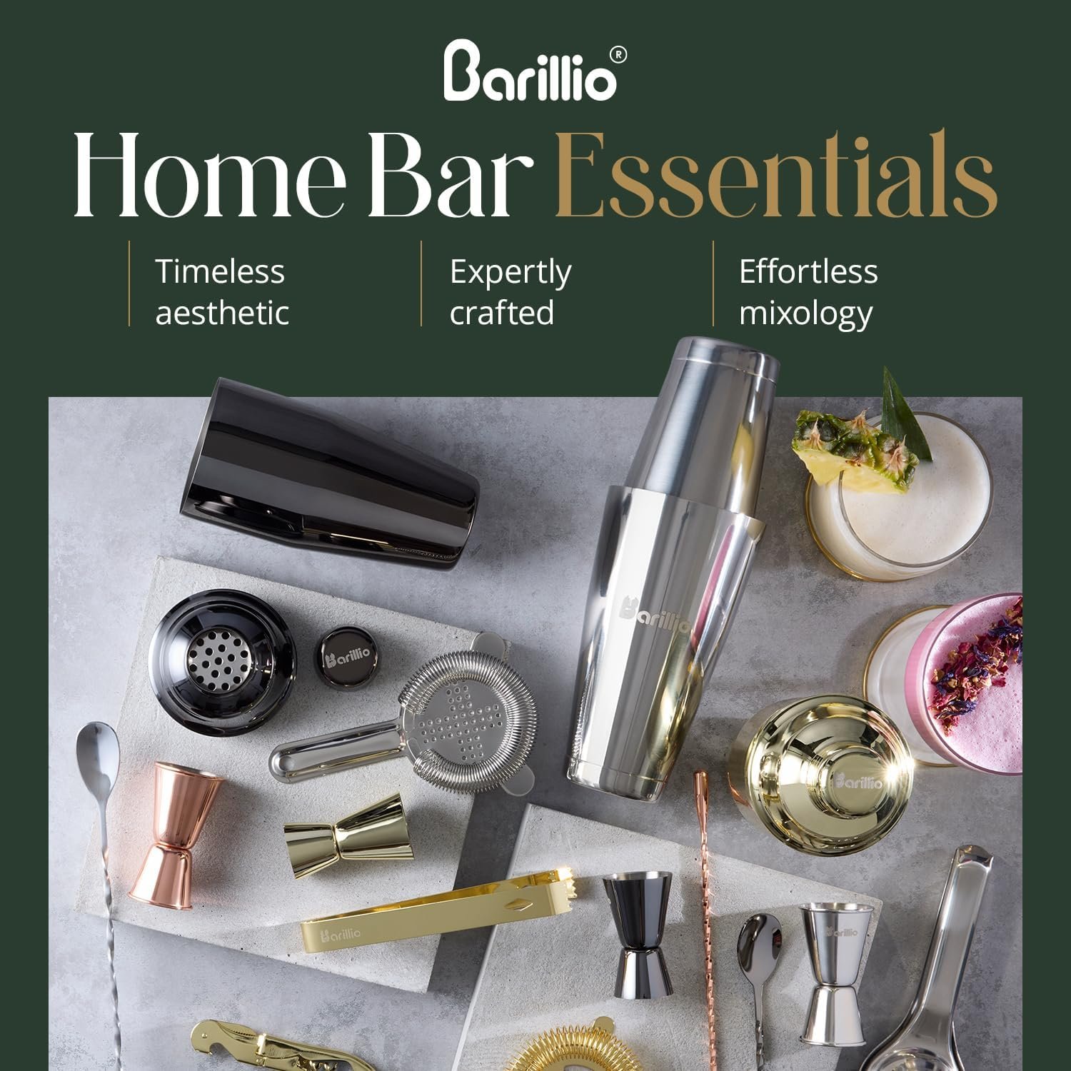 Barillio Mixology Bartender Kit - 8-Pc Stainless-Steel Travel Cocktail Shaker Set with Bag - Bar Tools Set w/Martini Shaker, Drink Mixer Spoon & Mojito Muddler for Cocktails - Bar & Bartending Kit - Image 9