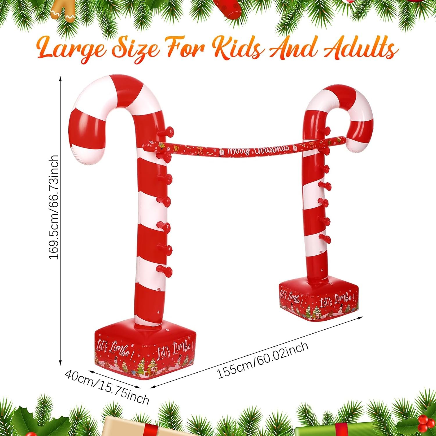 Christmas Candy Cane Striped Inflatable Limbo Game for Adults Inflatable Limbo Party Game Fun Limbo Carnival Game for Vacations Indoor Outdoor Party Supplies - Image 3