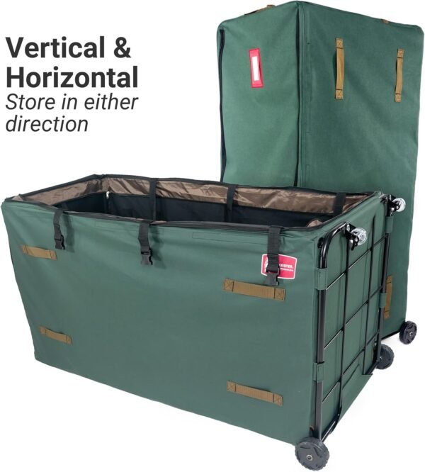 [Giant Rolling Tree Storage] - 15 Foot Christmas Tree Storage Bag | Heavy Duty Frame with Wheels to Fit Artificial Trees up to 15 Feet Tall | Separated Net Storage Area | GreensKeeper by Tree Keeper - Image 3