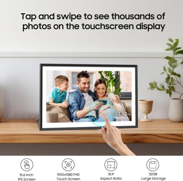 ApoloSign Digital Picture Frame Powered by Nixplay, 15.6" Large WiFi Digital Photo Frame, Easy to Share Photos/Videos via Nixplay App, 1920x1080 FHD IPS Touch Screen, Auto-Rotate, Free Cloud Storage - Image 9