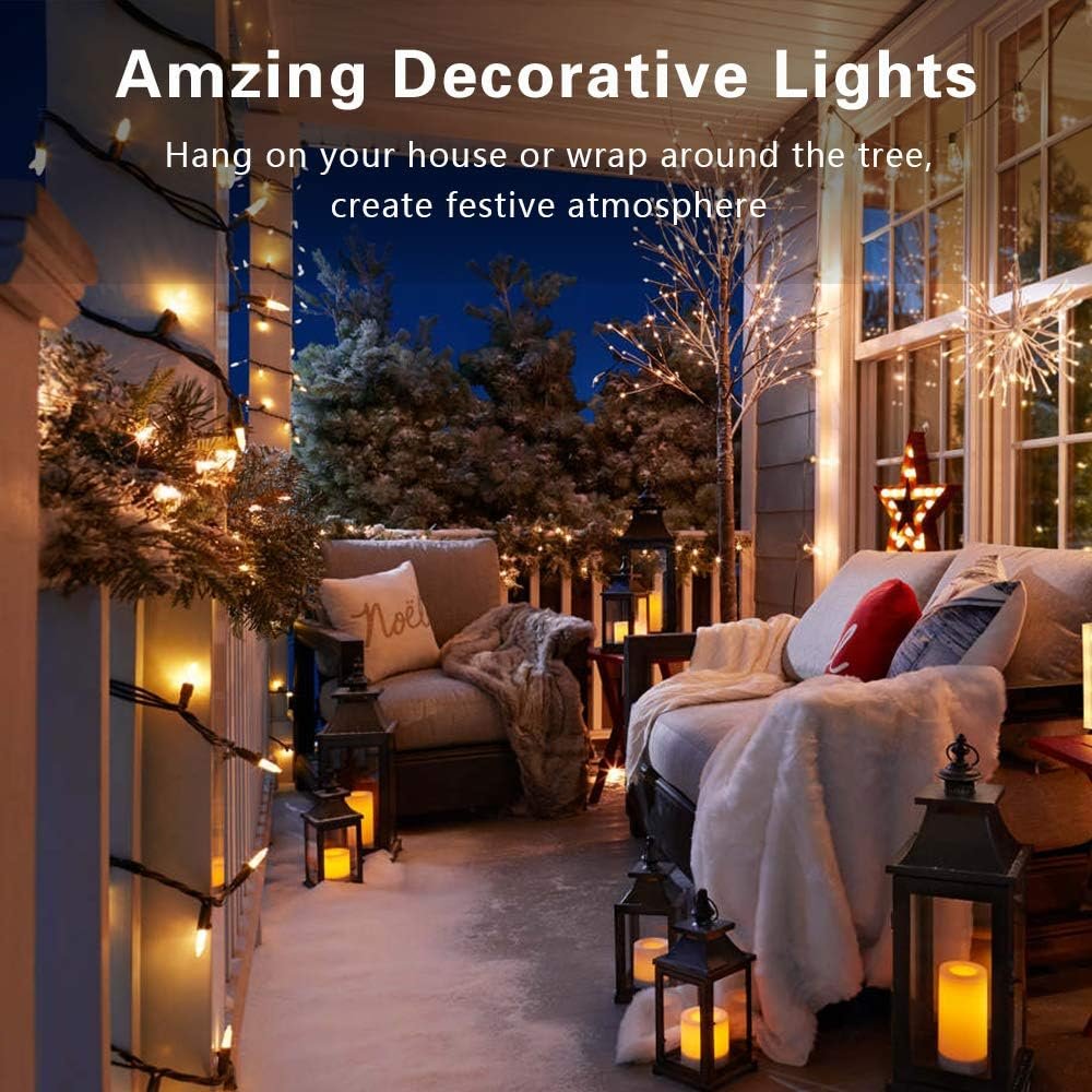 Christmas Lights, 21.63ft 100 Count Incandescent Clear Christmas Lights, UL Certified Outdoor Christmas Mini Light Connectable, Green Wire Tree Light Indoor for Home Party Decor, Warm White - Image 3