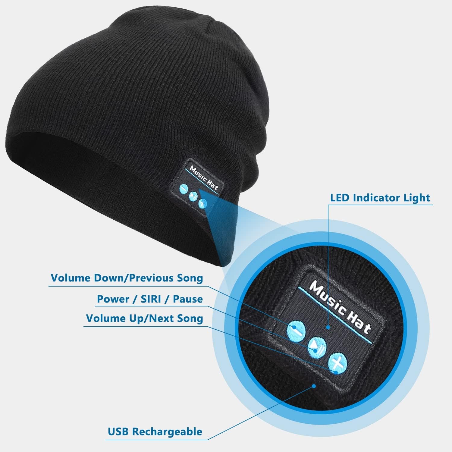 Wireless Beanie Hat Music Hat with Gloves for Men Women Gift Unisex Music Beanie for Outdoor Sports - Image 5