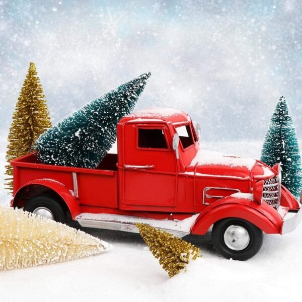AerWo 24Pcs Mini Christmas Trees Bottle Brush Trees with Wood Base, Christmas Village Trees for Tabletop Christmas Decor Holiday Winter Decorations - Image 5