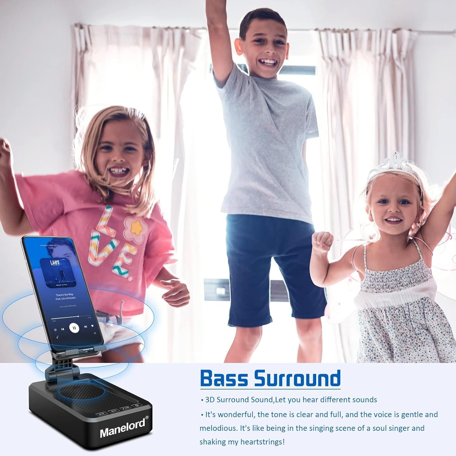Cell Phone Stand with Wireless Bluetooth Speaker Compatible for iPhone/Samsung/iPad Tablet, Anti-Slip Design Phone Stand with HD Surround Sound for Home,Office,Outdoor etc. - Image 8