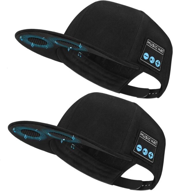 EDYELL 2 Pack Bluetooth Speaker Hats Adjustable Music Hats Bluetooth Cap for Outdoor Sports Baseball Cap for Men Women Gifts - Image 2