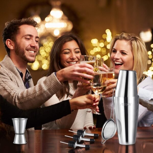 Cocktail Shaker Set, 16 Piece Bartender Kit, Cocktail Shaker, Stainless Steel Bar Set Accessories, Coktail Set, Boston Shaker, Drink Mixer Shaker, Bartending Bar Tools with Muddler Spoon Jigger - Image 7