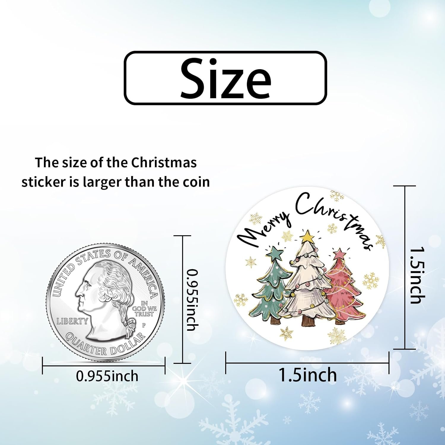 Heyfibro 1.5 Inches Christmas Sticker Roll, 500 Pcs Merry Christmas Stickers for Kids, Winter Holiday Round Labels Stickers for Gift Packing, Cards, Envelopes, Party Supplies(Christmas Tree 3) - Image 4