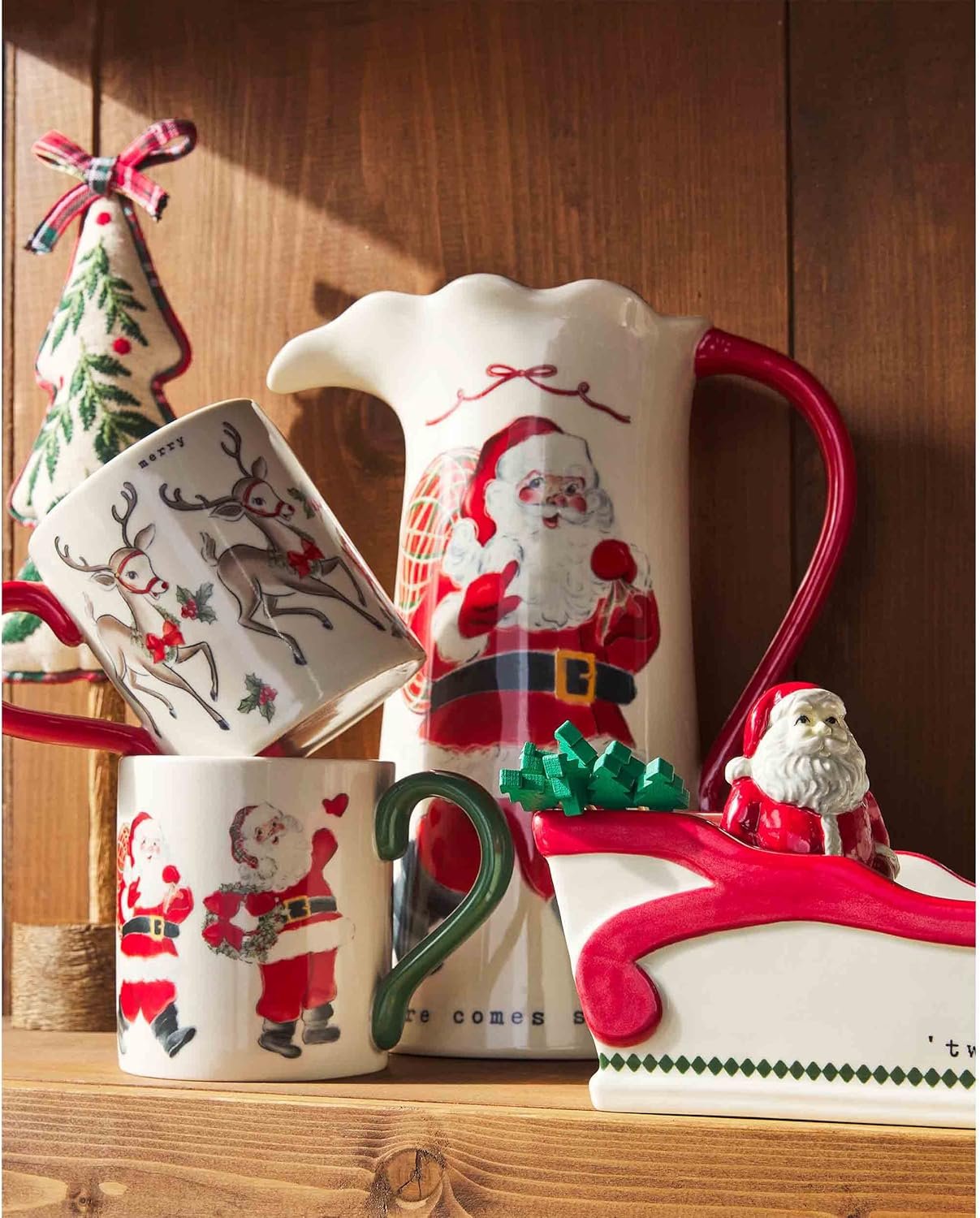 Mud Pie Santa Sleigh Cracker, dish 4 1/4" x 12" | toothpick 3 1/4", Red - Image 3