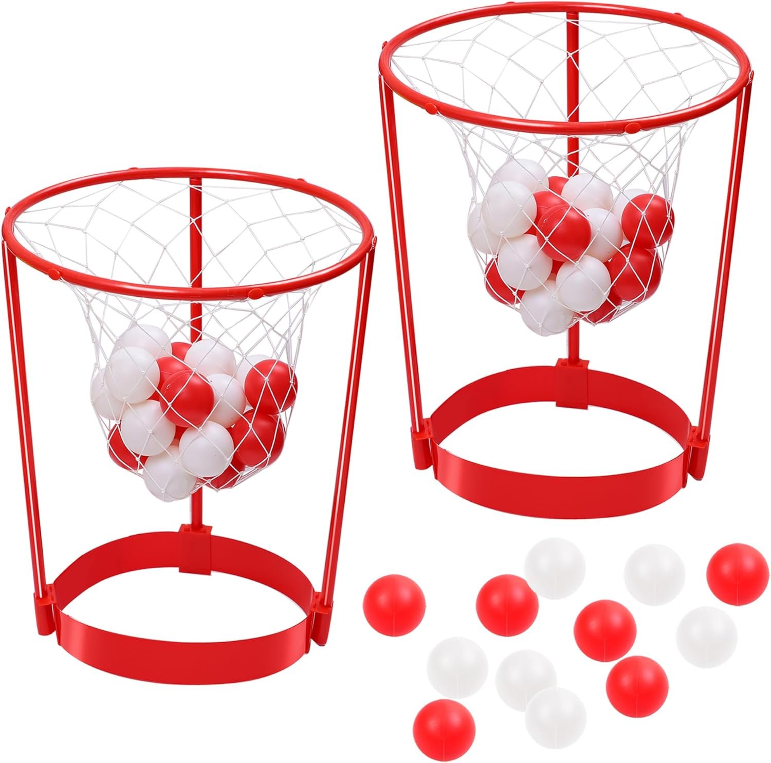 Aneco 2 Set Christmas Head Hoop Basketball Game for Christmas Party Game Gifts Basket Headband Ball Adjustable Basket Net Headband with 20 Balls - Image 2