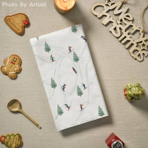 Artoid Mode Xmas Trees Ski Winter Kitchen Towels Dish Towels, 18x26 Inch Farmhouse Christmas Snow Decoration Hand Towels Set of 2 - Image 5